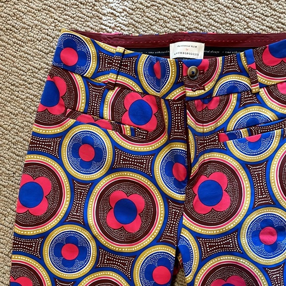 Anthropologie “essential slim” ankle pants, multicolor print, 2. - Picture 4 of 7